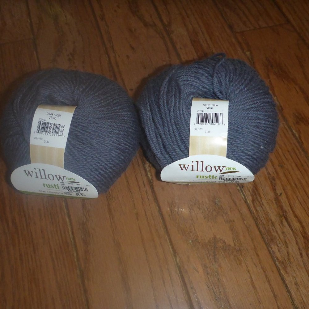 2 Balls Willow Yarns Rustic Wool Yarn - Color Grey - 132 yds ea.